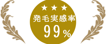 発毛実感率は治療半年で９５％、治療１年で99%